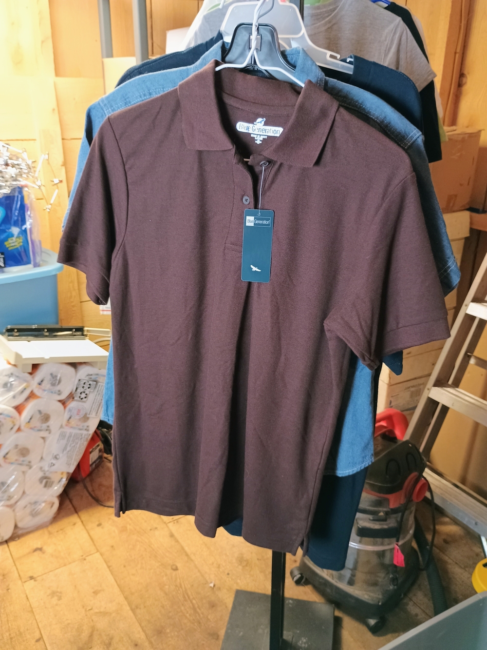 Men's Brown Polo Shirt by Blue Generation - Classic Short Sleeve Bin 33